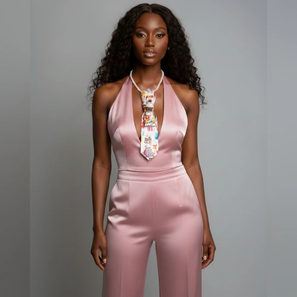 Handcrafted Luxury Fashion Necktie Necklace (Birthday 🎂 Confetti)